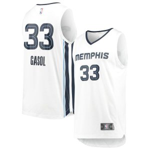 Camiseta Marc Gasol 33 Memphis Grizzlies Association Edition Blanco Hombre